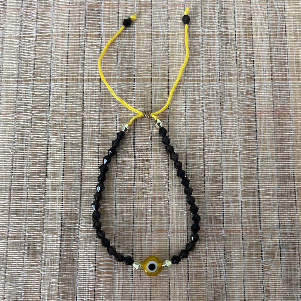 Handcrafted Cotton Bicone-Crystal Beaded Bracelet
